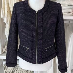Cynthia Rowley sz. Small purple & black tweed jacket, professional, office #1291
